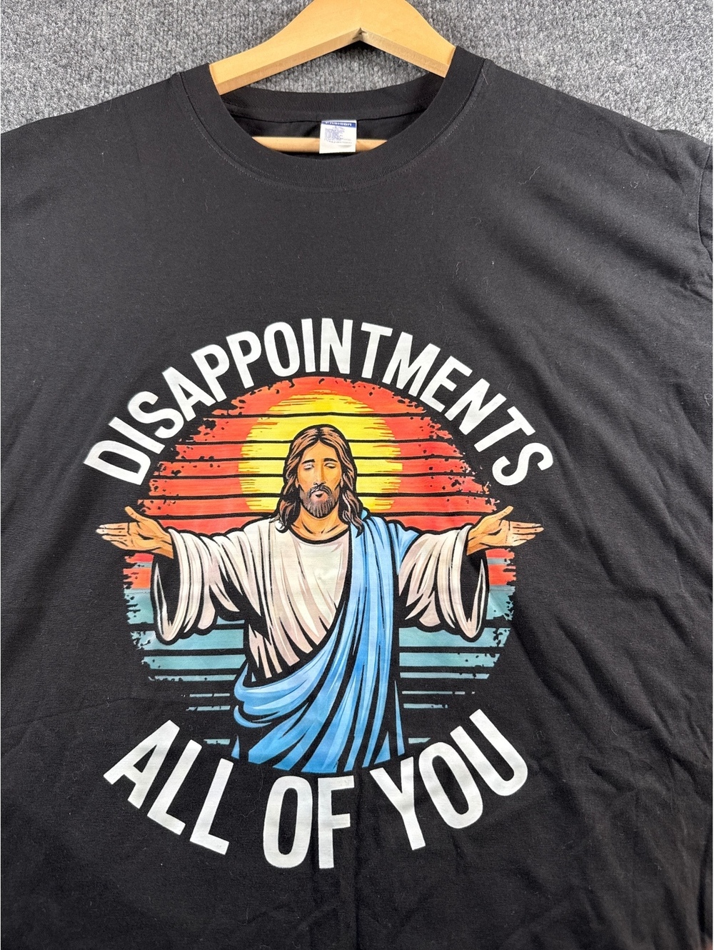 Disappointments All of You Jesus Funny Graphic T-Shirt Men's 2XL Black Humor